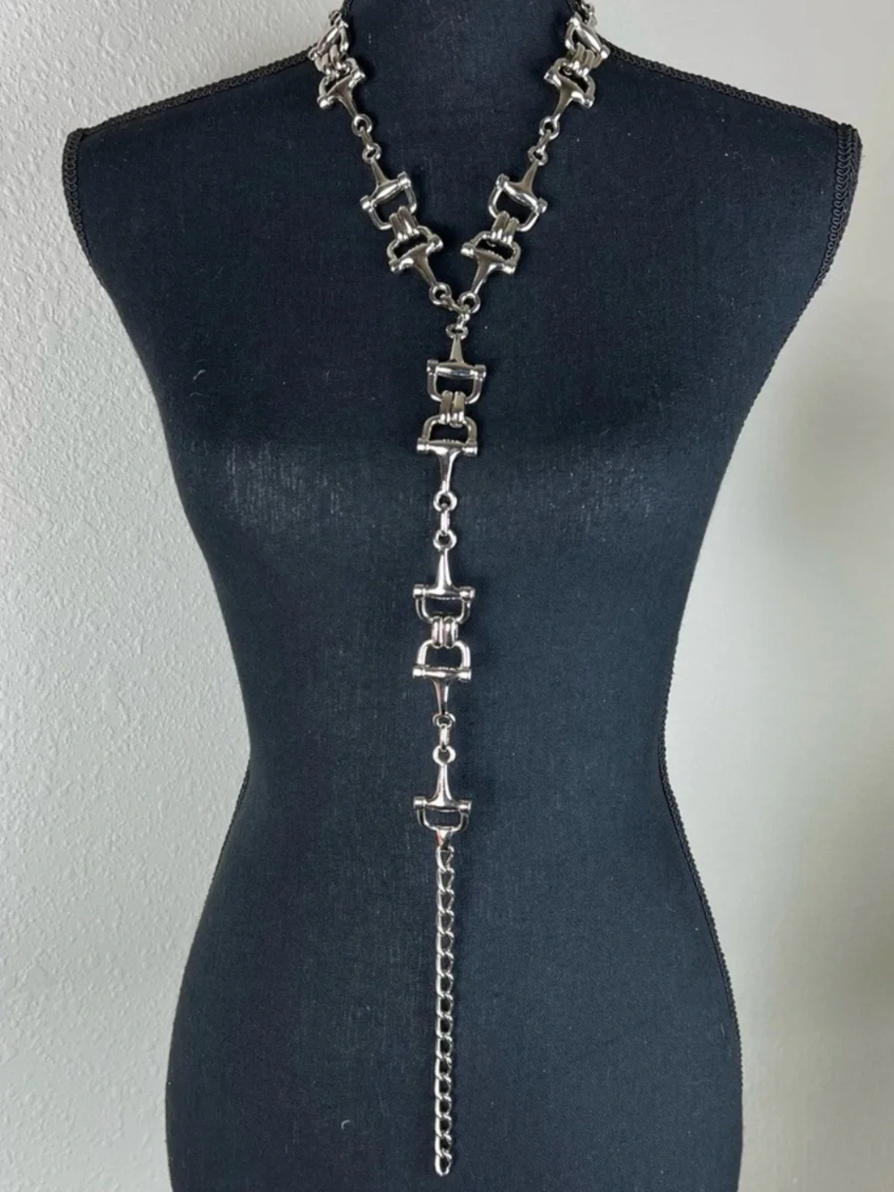 ESCADA Women’s Silver Tone Adjustable Equestrian Chain Link Horse Bit Belt